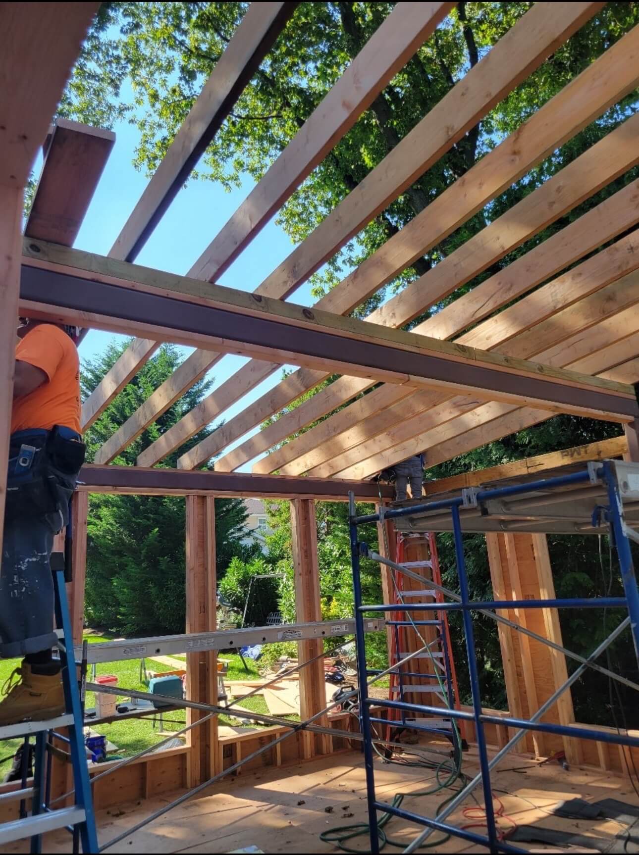 photo of a sunroom addition under construction