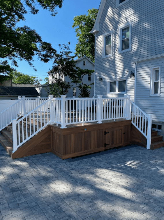 photo of custom deck with patio pavers - Patio Materials - Patio Building company near me in New Jersey