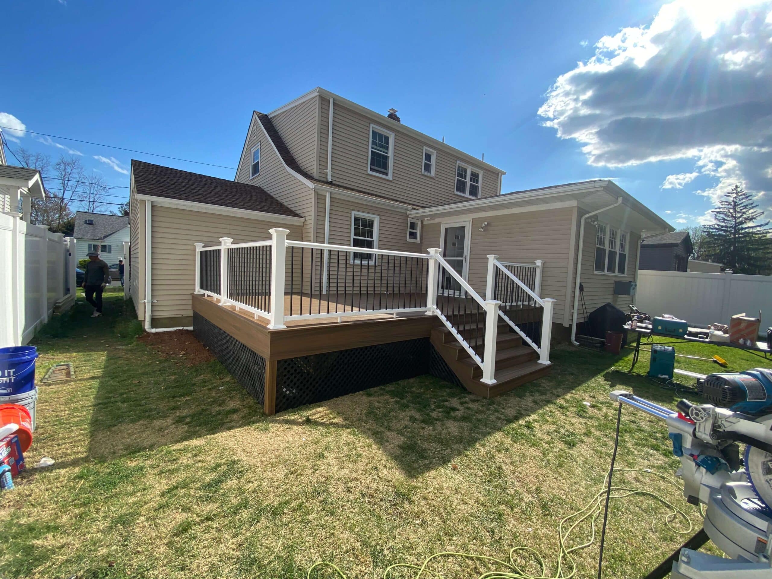 photo of a deck being construction