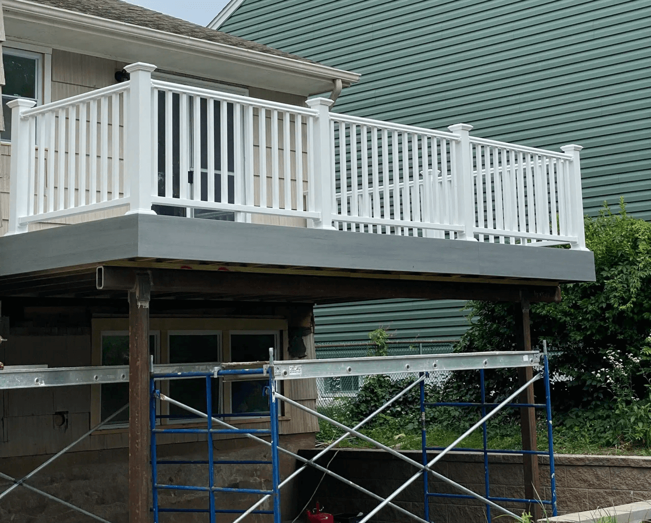 photo of a deck under construction